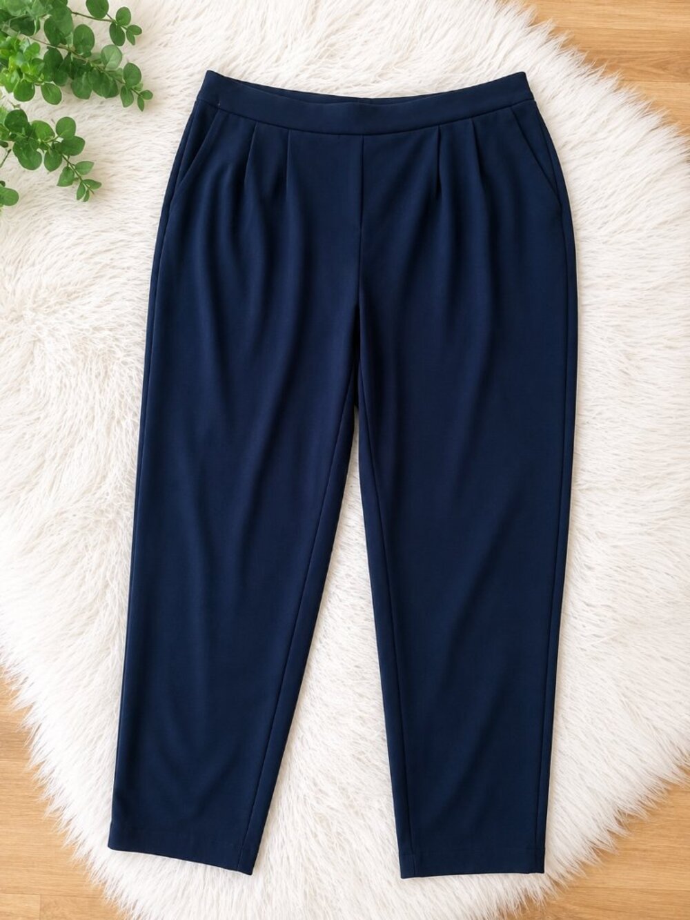 Alfani Pull-On Ankle Pants Size Medium Navy Blue Elastic Hem Pockets NWT